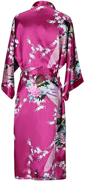 Silk Satin Wedding Bride Bridesmaid Floral Kimono Robe