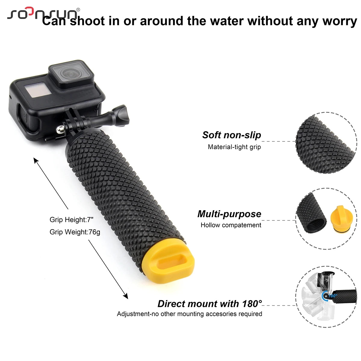 SOONSUN Water Floating Hand Grip &ndash; Anti-Slip Design for Action Cameras