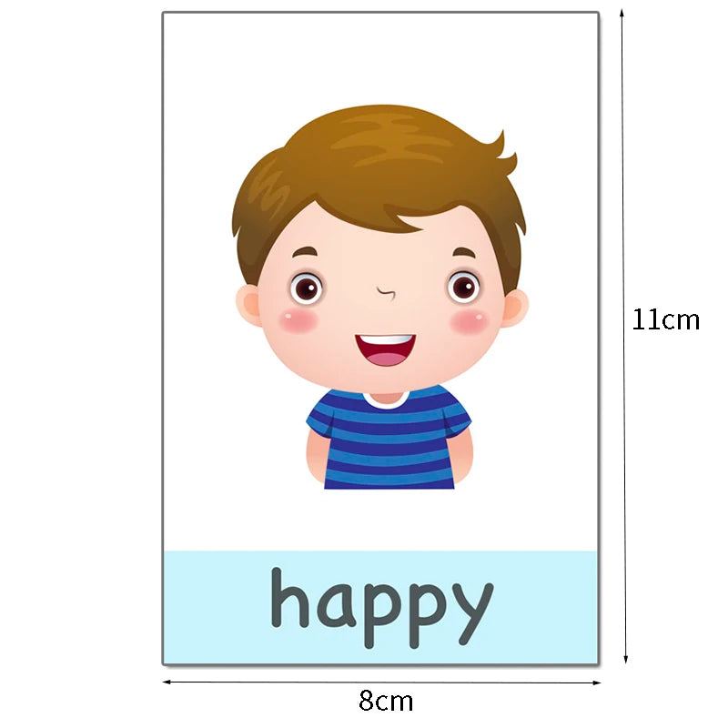 Montessori English Flash Cards for Kids - 12PCS Cartoon Learning &amp; Memory Game for Ages 3-12, Educational Toys