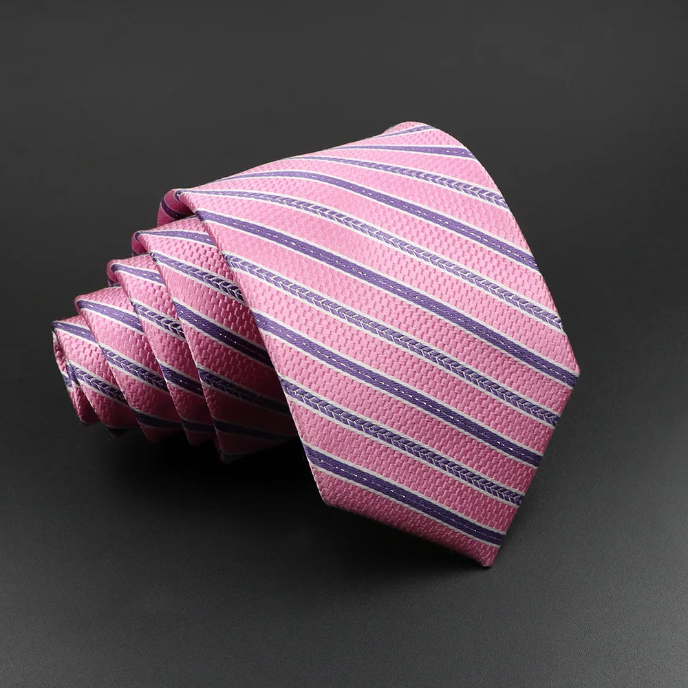 Men's 100% Silk Classic Striped Necktie for Business and Weddings 5