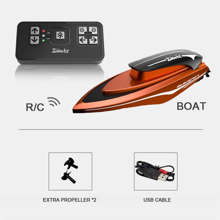 Mini RC Boat High Speed Remote Control Ship &ndash; LED Light red