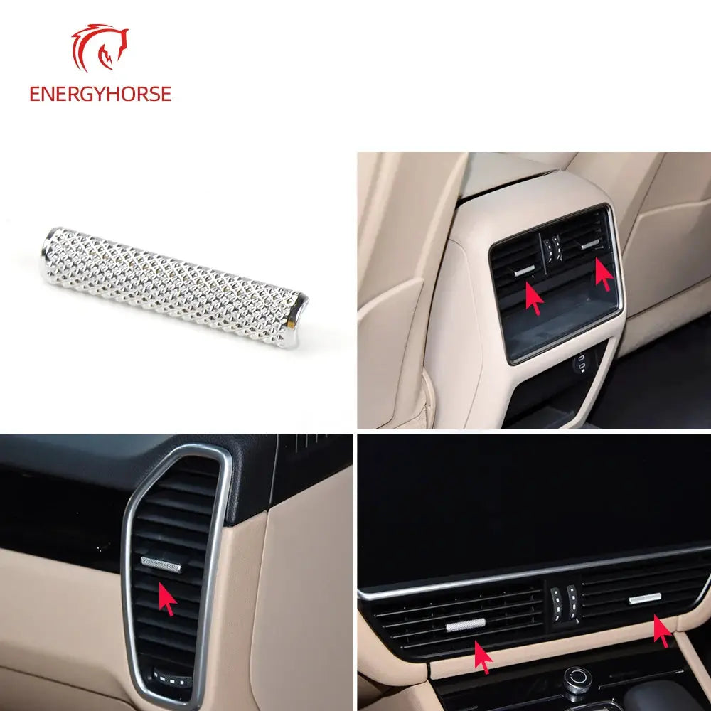 Chrome Car Front Rear AC Air Conditioner Vent Temperature Control Ventilation Slider Clip Cover Trim For Porsche Cayenne 2018-21 by InterCyprus Trading Ltd