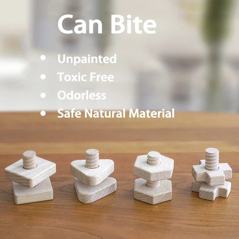 Beech Baby Toys Screw Nut Wooden Blocks &ndash; Motor Skills