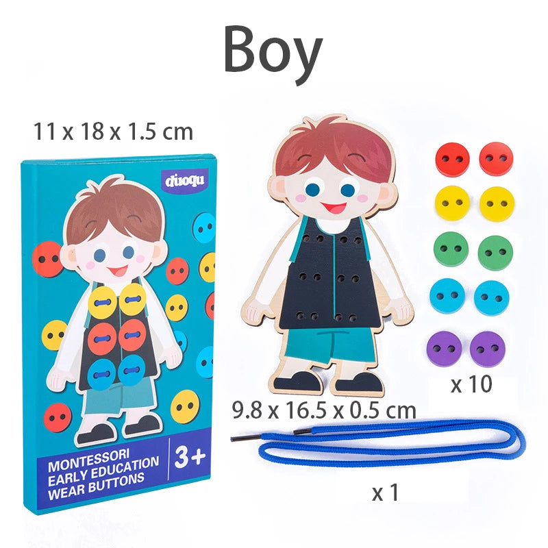 BOS10075 Baby Wooden Threading Board &ndash; Montessori Fine Motor Boy