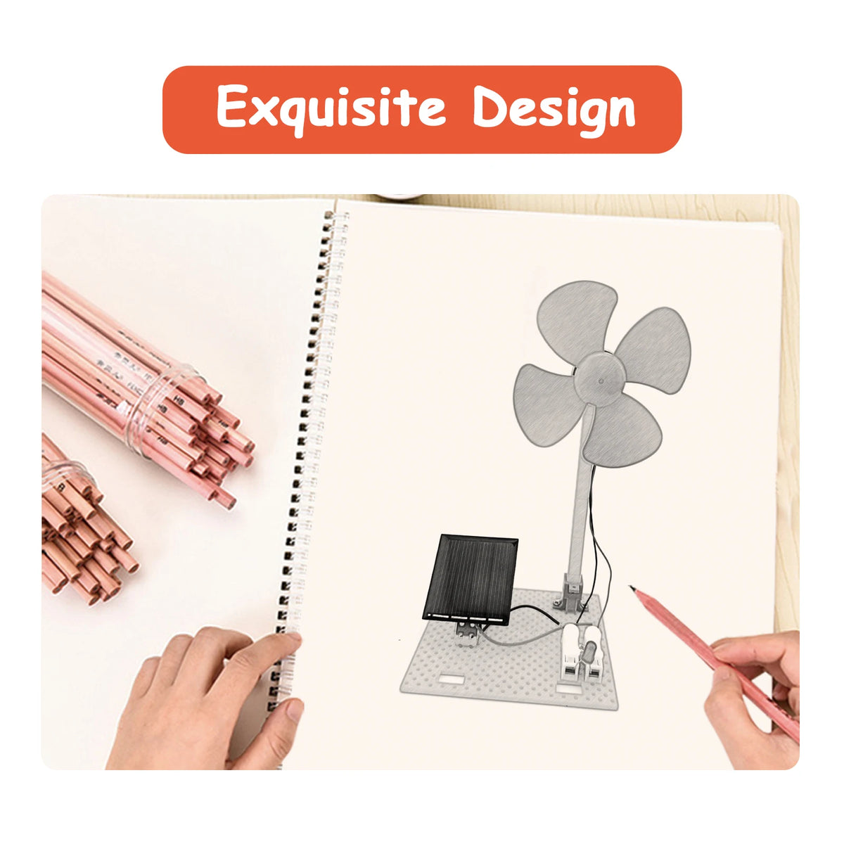 2-in-1 Solar and Wind Powered DIY Fan Kit for Kids - Science Experiment Educational Toy