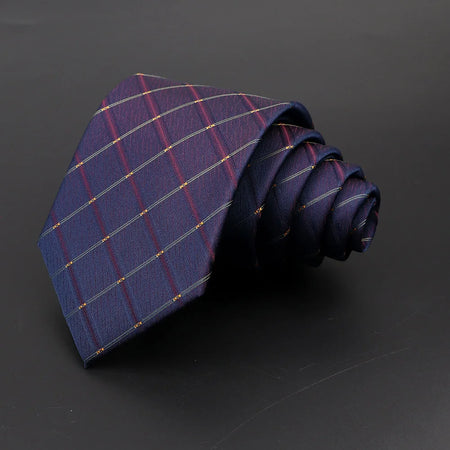Classic Men's 8cm Plaid and Striped Neck Ties for Formal Events