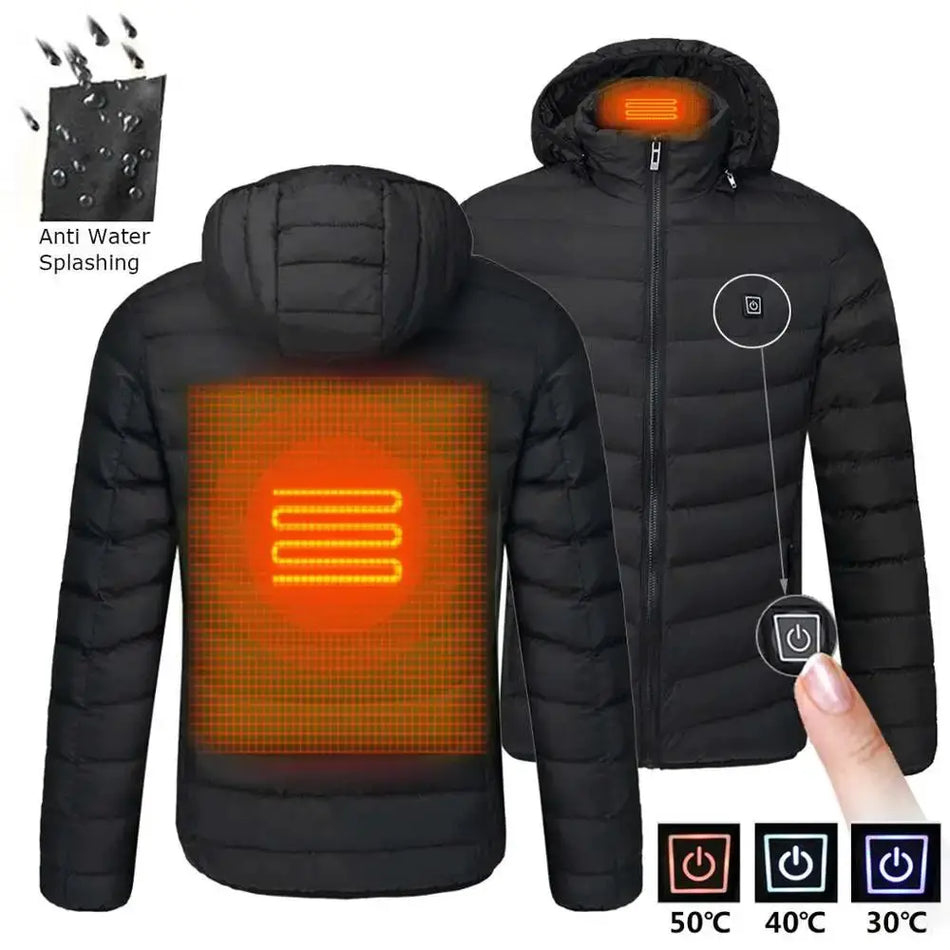 Men's USB Heated Parka With Smart Thermostat Winter Hooded Jacket by InterCyprus Trading Ltd
