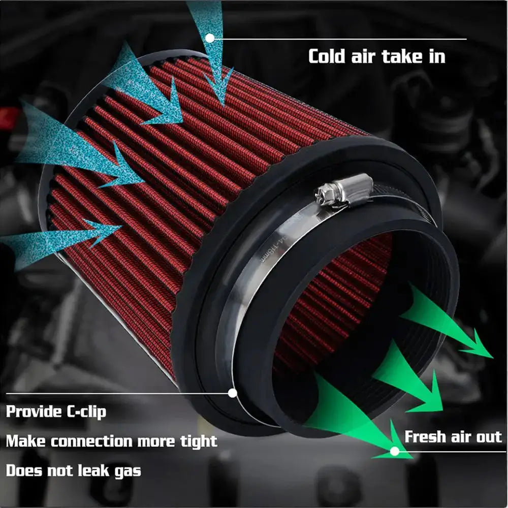 Universal Car Air Filter Modification High Flow Inlet Car Cold Air Intake Air Filter Cleaner Pipe Modified Scooter 76/100mm by InterCyprus Trading Ltd