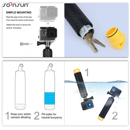 SOONSUN Water Floating Hand Grip &ndash; Anti-Slip Design for Action Cameras