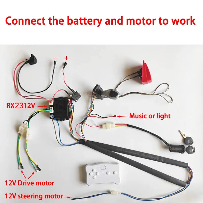 DIY 24V 200W wire harness for children's electric car with switch and remote control receiver Ride On Toys Accessories set by InterCyprus Trading Ltd