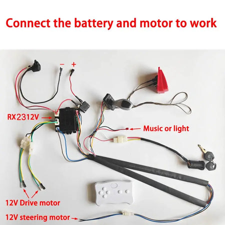 DIY 24V 200W wire harness for children's electric car with switch and remote control receiver Ride On Toys Accessories set by InterCyprus Trading Ltd