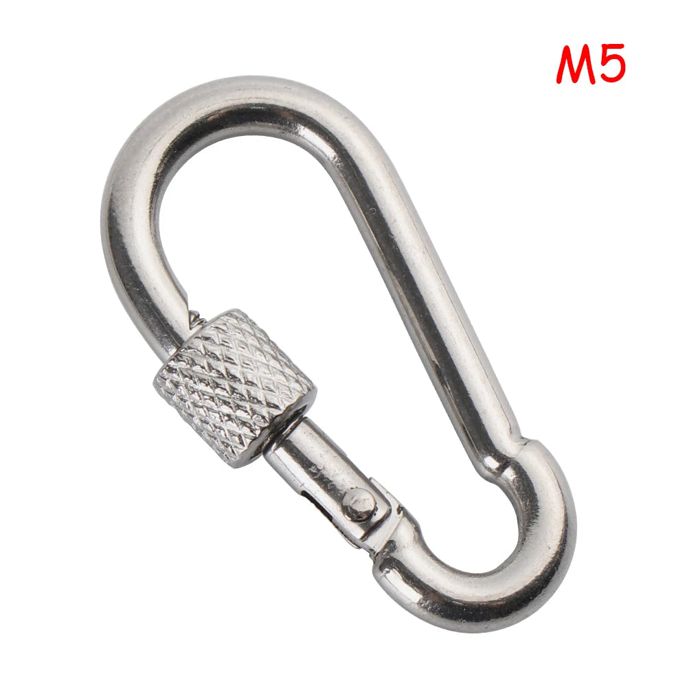 304 Stainless Steel Lock Ring Carabiner Snap Hook for Outdoor Climbing M5