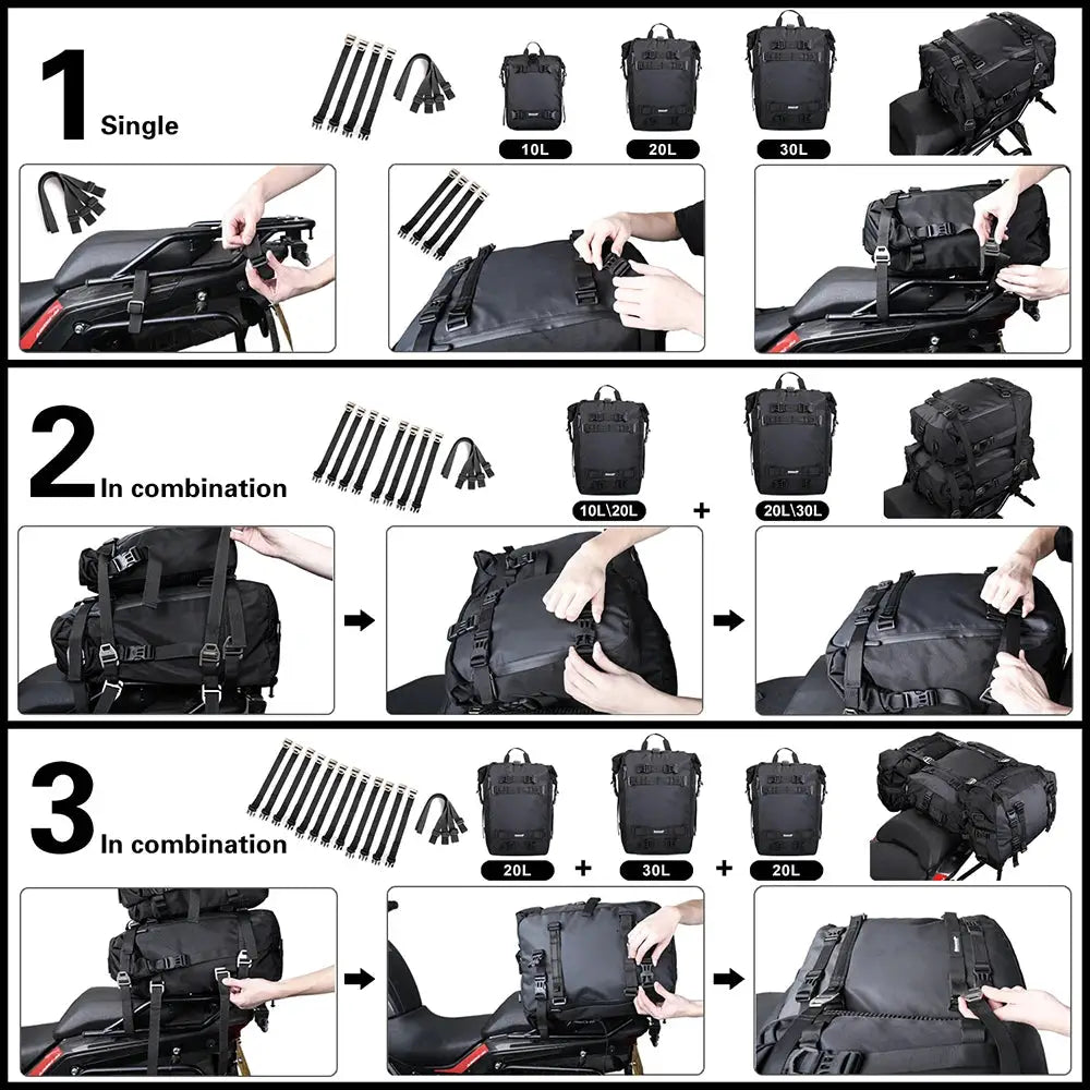 Rhinowalk Motorcycle Bag 10L/20L/30L Waterproof Inner Bag Saddle Bag Luggage Tail Bag Multi-function Outdoor Cycling Backpack by InterCyprus Trading Ltd