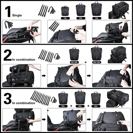 Rhinowalk Motorcycle Bag Waterproof Inner Bag Saddle Bags Luggage 10L-20L-30L Tail Bag Multi-function Outdoor Riding Backpack by InterCyprus Trading Ltd