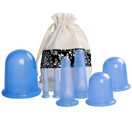 Silicone Facial Massage Cupping Set &ndash; Cellulite Therapy 7pcs blue