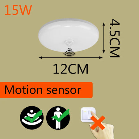 Smart LED Ceiling Light with Motion Sensor for Home &amp; More 15W 12cm / 220-240V / Warm White