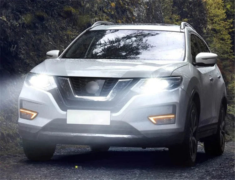 Фары дневного света Nissan X Trail белые и желтые поворотники