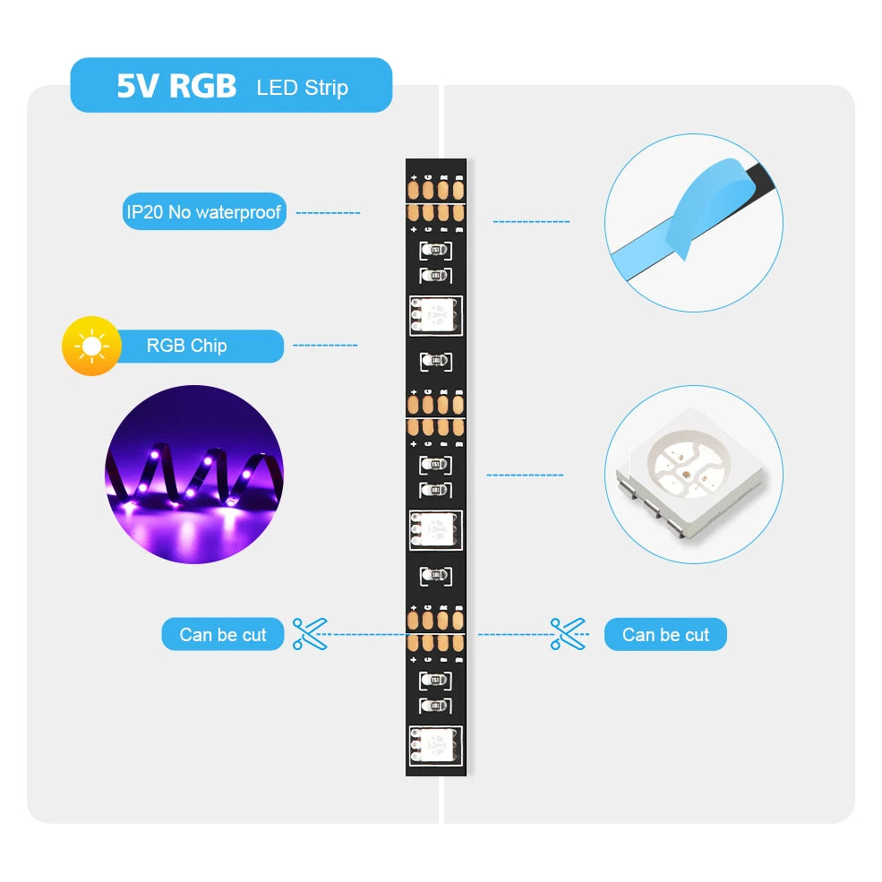 Smart Tuya Zigbee Led Strip Light Wifi USB TV Led Backlight Tape RGB Lights Works with Alexa /Zigbee Hub/Google /Smartthings