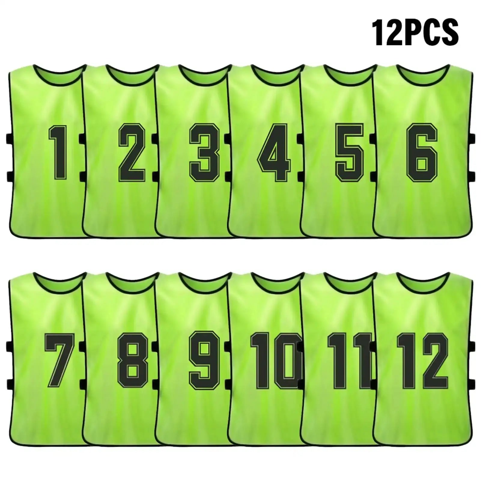 6/12 PCS Adults Soccer Pinnies &ndash; Quick Drying Fabric Fluorescent green12