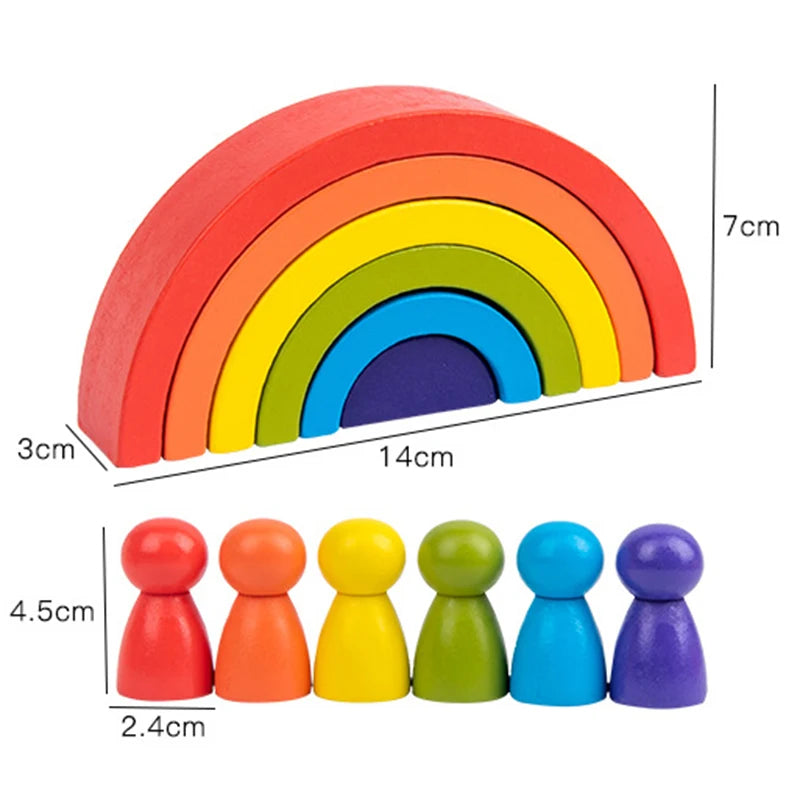 Wooden Rainbow Arched Building Blocks &ndash; Montessori Toy B