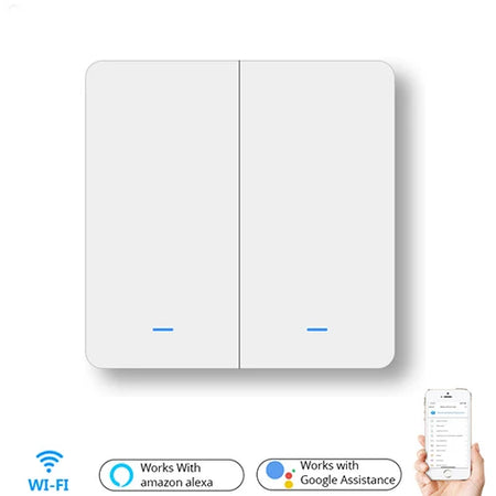 Smart WiFi Push Button Wall Switch &ndash; Alexa &amp; Google Home Compatible, No Neutral Required 2-gang / With neutral 90-250V