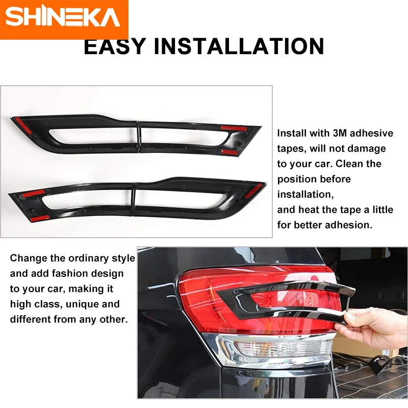 Premium Tail Light Guards for Jeep Grand Cherokee 2014-2020 | Shineka Rear Lamp Cover Trim Bezel ABS Accessories