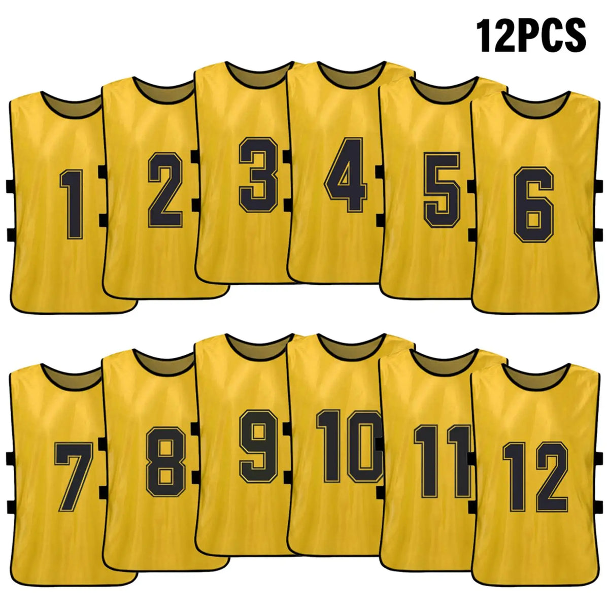 6/12 PCS Adults Soccer Pinnies &ndash; Quick Drying Fabric Gold 12pcs