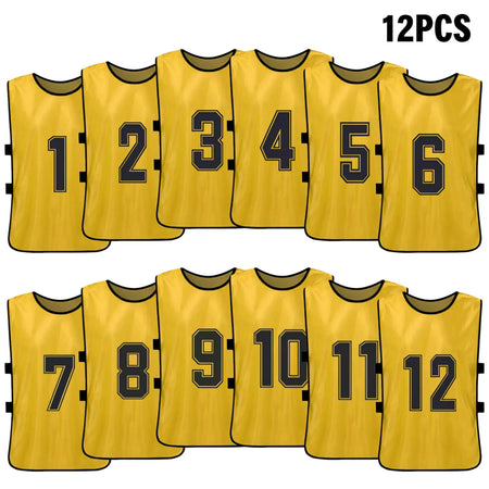 6/12 PCS Adults Soccer Pinnies &ndash; Quick Drying Fabric Gold 12pcs