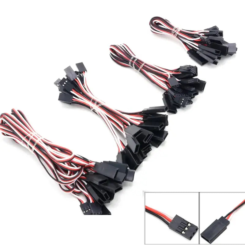Pacote de 10 Cabos de Extensão JR para Servos para Helicópteros RC e Drones