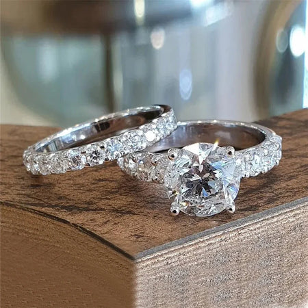 Trendy Bridal Engagement Ring Set with Shiny Cubic Zirconia by CAOSHI F950 / 10