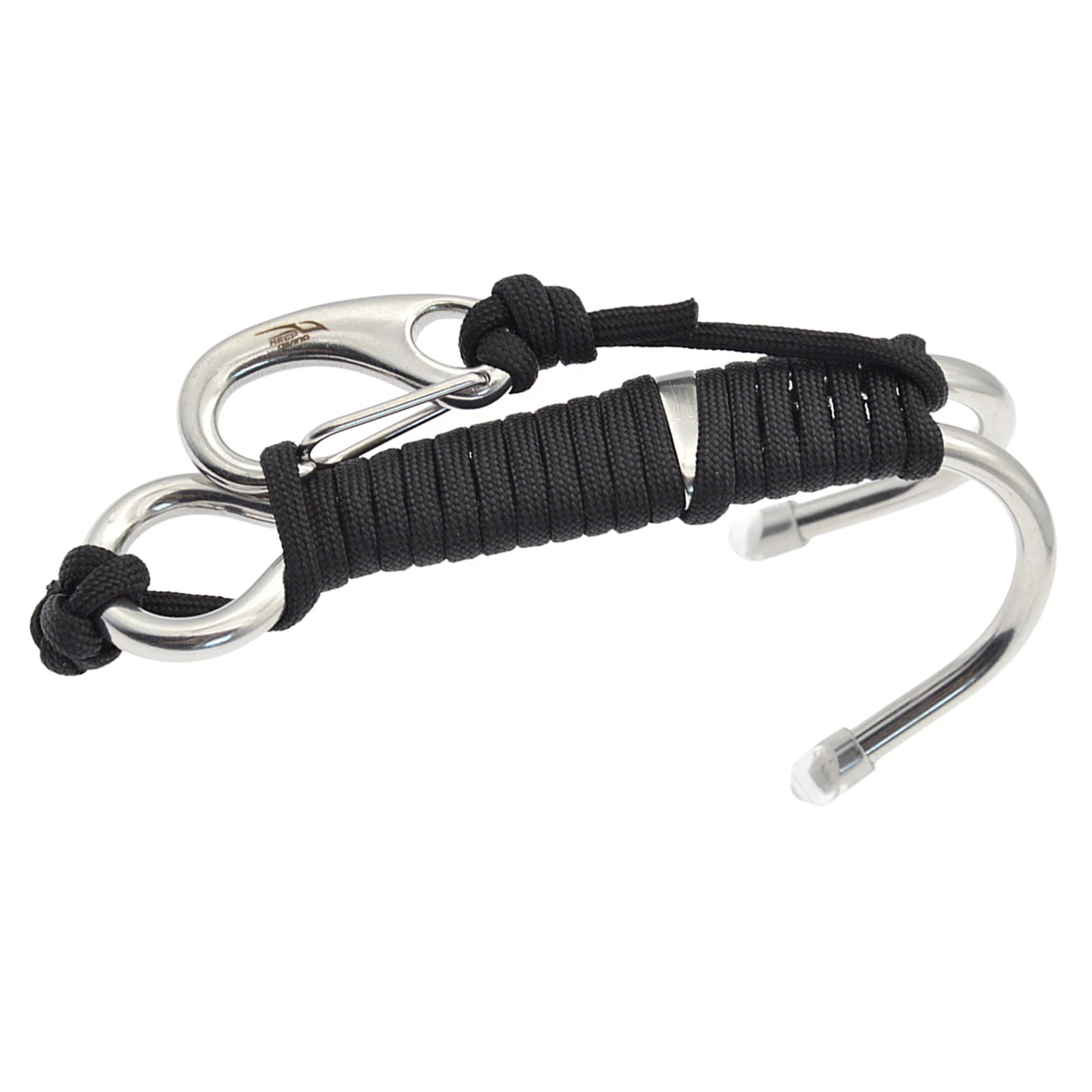 Diving Reef Hook Spiral Coil Lanyard &ndash; Stainless Coil Strap Type A Black