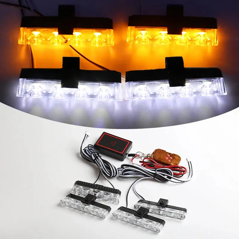 Grill Car LED Light Strobe Red Blue Emergency Remote Wireless Control Flash Signal Fireman Beacon Warning Lamp by InterCyprus Trading Ltd