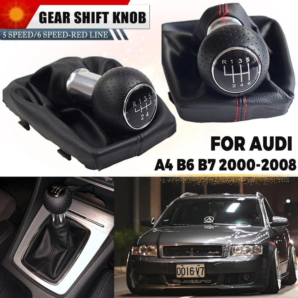 Mânere de schimbător de viteze cu capac din piele rezistent la praf pentru Audi A4 B6 B7 2000-2008