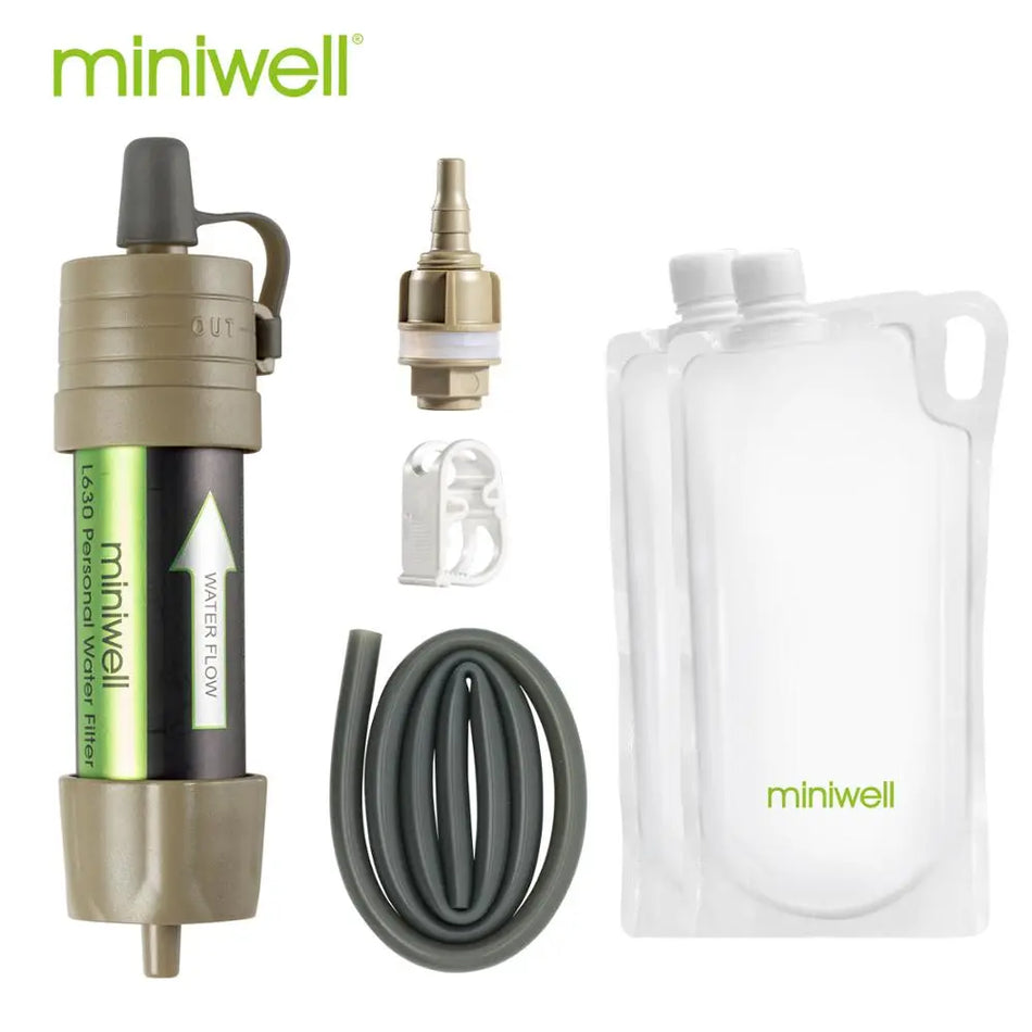 🟠 Miniwell L630 φορητό κιτ επιβίωσης φίλτρου υπαίθριου νερού με τσάντα για κάμπινγκ, πεζοπορία και ταξίδια