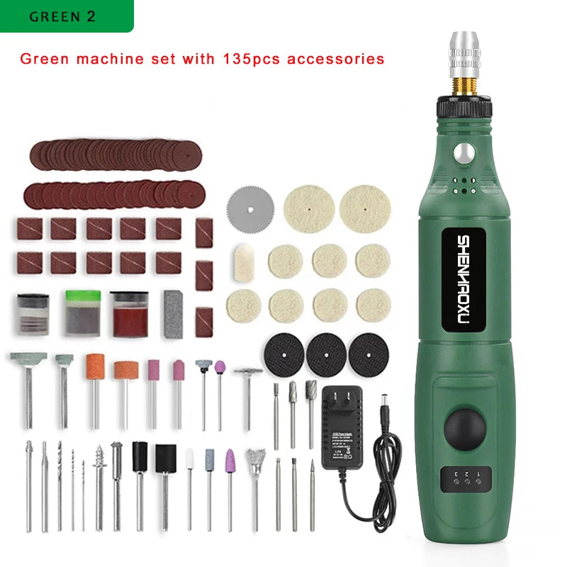 DONUMEH Mini Electric Drill &amp; Grinder Set with 3 Speed Options PSD-010-GREEN2 / us / CHINA