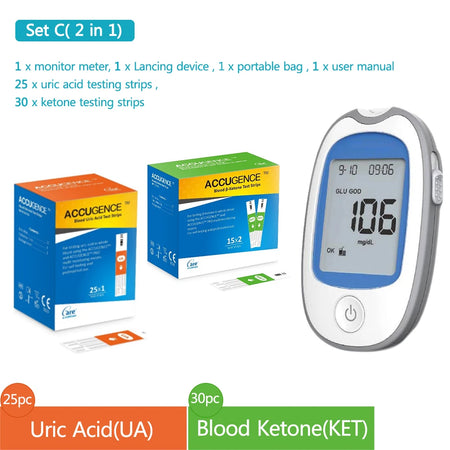 4 in 1 Home Medical Multifunction Blood Glucose Meter &ndash; Accurate Blood Sugar and Ketone Testing Set C / CHINA