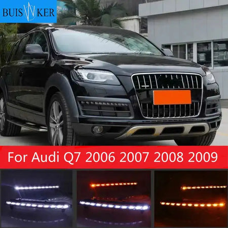 For Audi Q7 2006 2007 2008 2009 LED DRL Daytime Running Lights Daylight Fog light with yellow turn Signal No Dynamic turn / White and Yellow