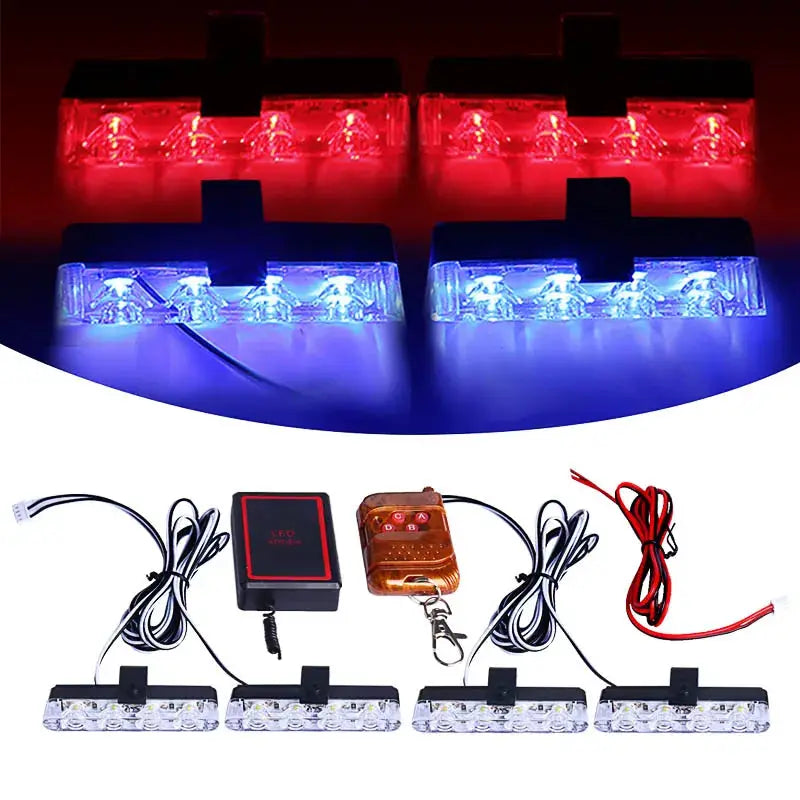 Grill Car LED Light Strobe Red Blue Emergency Remote Wireless Control Flash Signal Fireman Beacon Warning Lamp by InterCyprus Trading Ltd