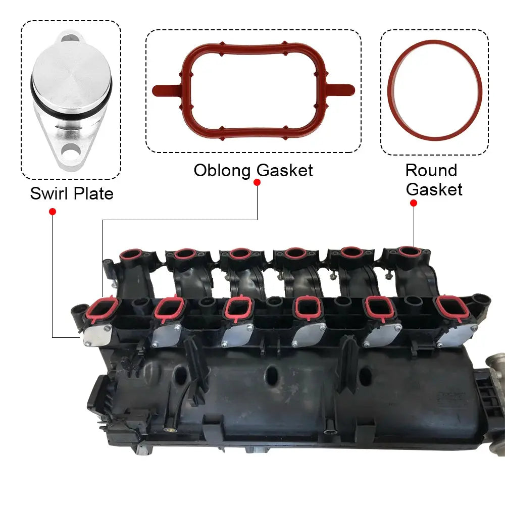 6PCS 22mm/33mm Swirl Flap Blanking Plates with Intake Manifold Gasket Seal For BMW M47 M57 E39 E87 E46 E90 E39 E60 X3 6 Cylinder by InterCyprus Trading Ltd