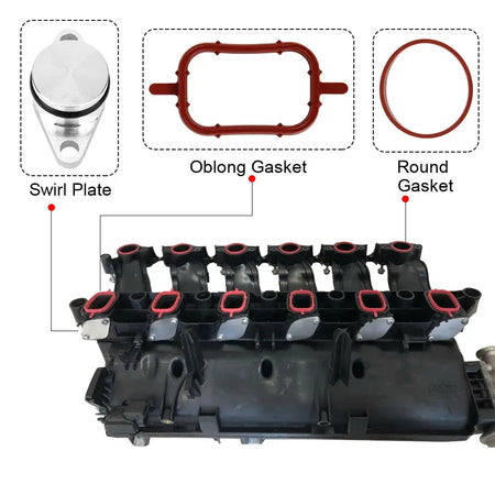 6PCS 22mm Swirl Flap Blanking Plates with Intake Manifold Gasket Seal For BMW M47 M57 E39 E87 E46 E90 E39 E60 X3 6 Cylinder by InterCyprus Trading Ltd