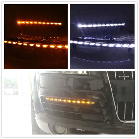 For Audi Q7 2006 2007 2008 2009 LED DRL Daytime Running Lights Daylight Fog light with yellow turn Signal