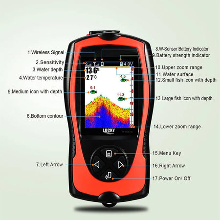 LUCKY Rechargeable Fish Finder FF1108-1CWLA/CT | Wireless Sonar Sensor | 45M Depth