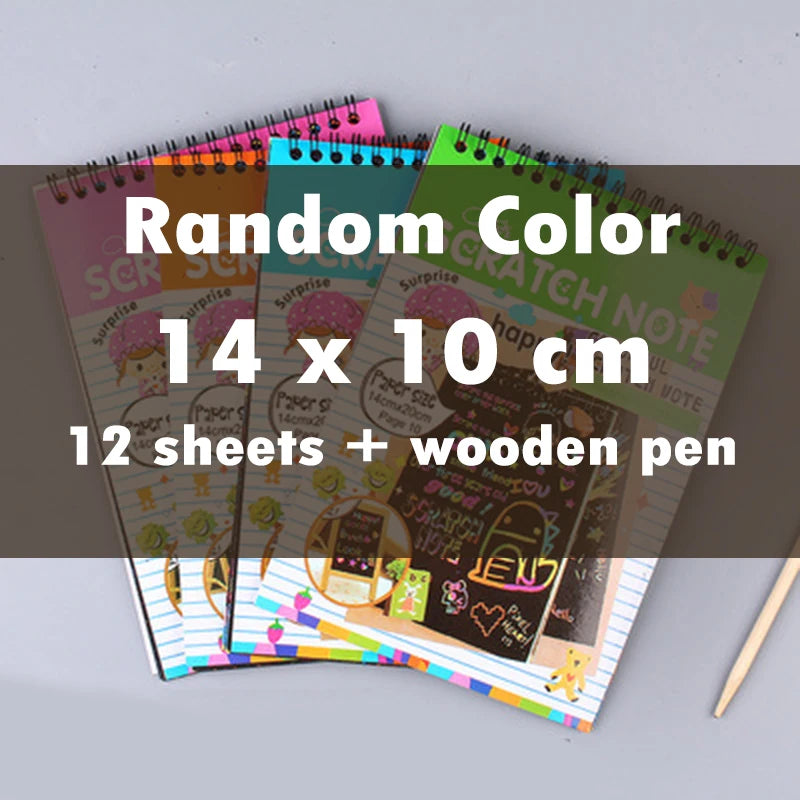 12 Sheets Rainbow Scratch Note Sketchbook &ndash; Scratch Art Fun Small