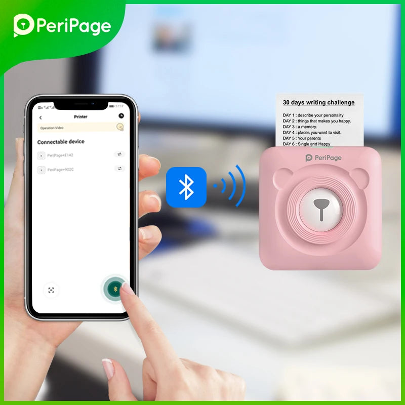 7 Krāsas PeriPage A6 304DPI Mini Foto Printeris Bluetooth Pārnēsājamais Etiķešu Printeris