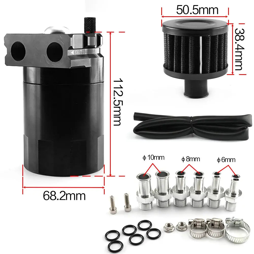 Universal Baffled Aluminum Oil Catch Can Reservoir Tank Oil Tank With Breather Filter OCC-1020A by InterCyprus Trading Ltd