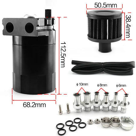 Universal Baffled Aluminum Oil Catch Can Reservoir Tank Oil Tank With Breather Filter OCC-1020A by InterCyprus Trading Ltd