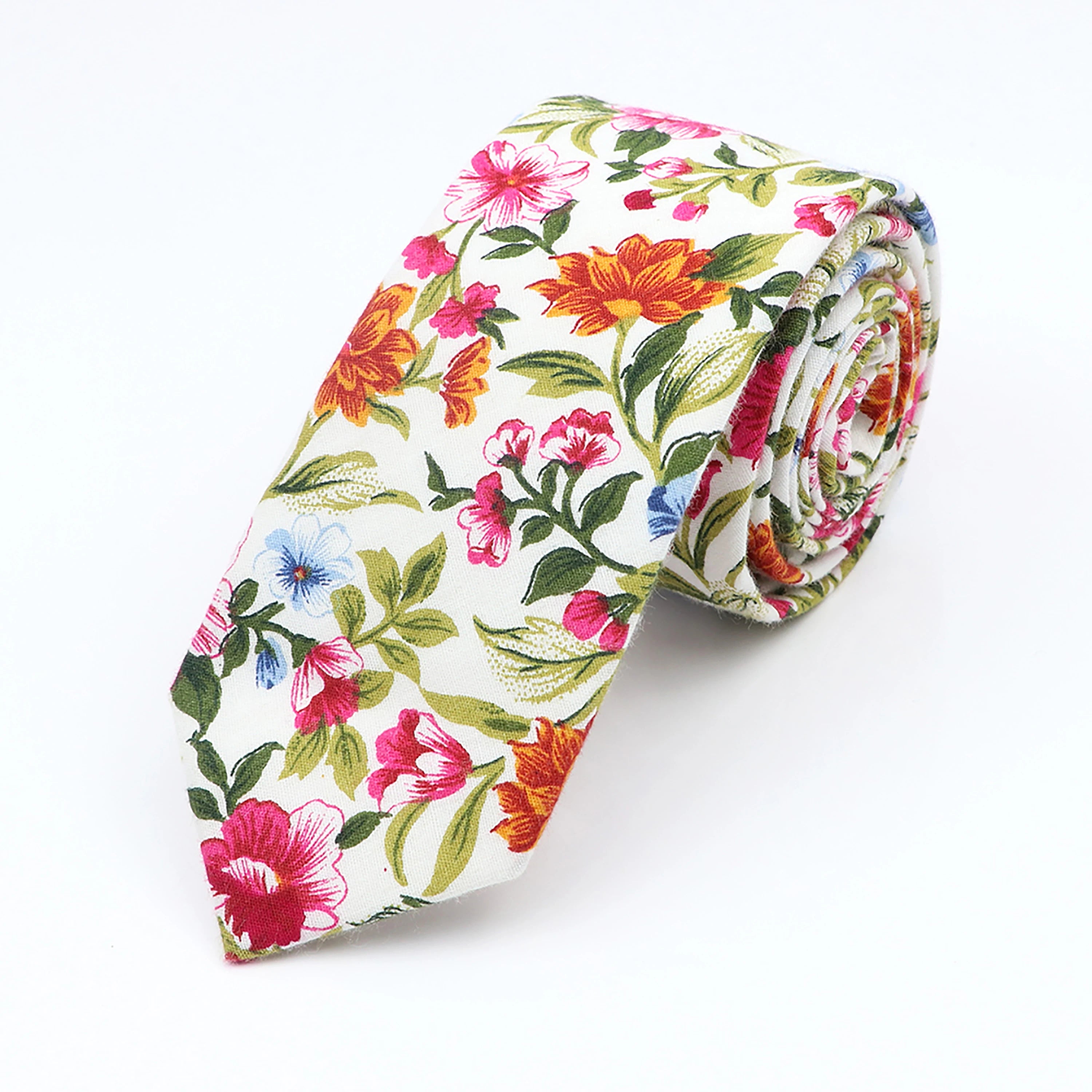 Floral Elegance Cotton Tie for Men and Women