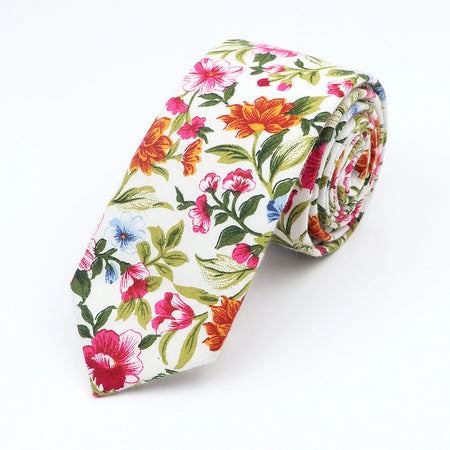 Floral Elegance Cotton Tie for Men and Women