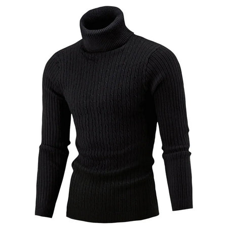Winter Men's High Quality Turtleneck Sweater Thicken Sweater Casual Pullover G04-Black / XL (75-85KG)
