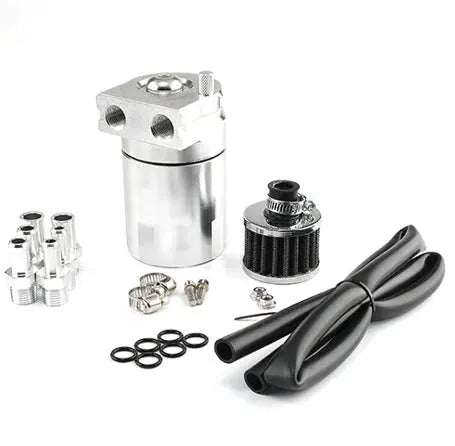 Universal Baffled Aluminum Oil Catch Can Reservoir Tank Oil Tank With Breather Filter OCC-1020A by InterCyprus Trading Ltd